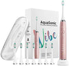 Vibe Series Ultra Whitening Toothbrush ADA Accepted Electric Toothbrush - 8 Brush Heads & Travel Case - Ultra Sonic Motor & Wireless Charging - 4 Modes w Smart Timer Satin Rose Gold