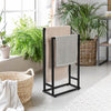 Black Towel Stand Free Standing Metal Towel Racks Freestanding 2 Tier Towel Rails Black Bath Towel Holder for Towel Washcloths Bathroom Accessories Storage 74x21x41CM