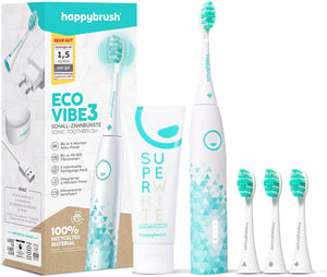 ® [Test Winner 2024*] Electric Sonic Toothbrush ECO Vibe 3 White- Electric Toothbrush with 6 Week Power Battery Including 3 Brush Heads and SuperWhite Toothpaste