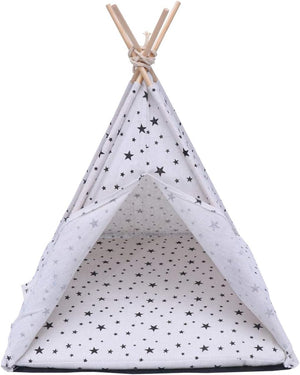 Cat Teepee Dog Tent Pet Teepee-Portable Dog Tent with Cushion Cat Dog Washable Breathable Tent Small and Medium Pet Products for Outdoor Indoor Pet Tent Puppy Bed