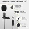 UHF Wireless Microphone System with Headset Mic/Lavalier Lapel Mic, Bodypack Transmitter, Rechargeable Receiver, 5 Channels, 60M Range 1/4" Output for Recording Live Performance PA Speaker