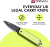 Pocket Knife, 1.75" Survival Stainless Steel Folding Knives UK Legal Sprint Cactus Green Finish, Stylish High Performance, Non Locking EDC Blade, Portable for Camping Hiking