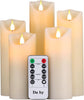 Flameless Candles 13/14/16/18/20cm Set of 5 Realistic Dancing LED Flickering Wick for Parties,Home,Public Elegant Events, Battery Powered, 10-Key Remote Control, Ivory Color.