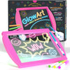 - Amazing Glow Art Light Up Kids Drawing Tablet - Children's Art Set - Includes Neon Effect Drawing Board with A Built-in Stand and 4 Fluorescent Magic Pens - Pink