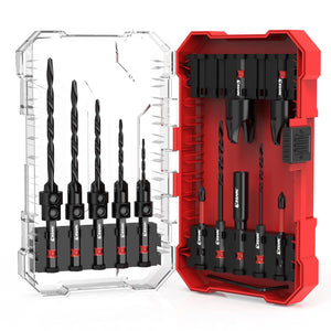 Countersink Drill Bit Set, 15 PCS Tapered Drill Bits Counter Sink Drill Bit with 2PCS Wood Plug Cutter 1/4" Hex Shank Quick Change for Woodworking with Storage Box