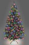 4Ft-12Ft Pre-Lit Artificial Christmas Tree Alaskan Pine Black Tips Xmas Home Decorations Metal Stand Warm White/Multicolour LEDs, 4Ft/120CM