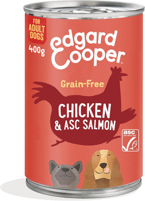 Adult Wet Dog Food Tins - Salmon and Turkey - (6 x 400g tin), Grain & Gluten Free, Natural ingedients & fresh meat, full of essential amino acids for healthy insides