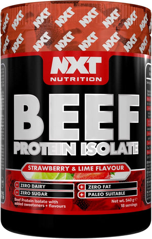 NXT Beef Protein Isolate 540g - High Protein Powder in Natural Amino Acids - Paleo, Keto Friendly - Dairy and Gluten Free | 540g (Strawberry & Lime)