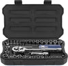 39-Piece Drive Socket Set 1/4''3/8'', CR-V Metric and Imperial Sockets with Quick-Release Ratchet Wrench, Compact Sockets Set for Car Repair