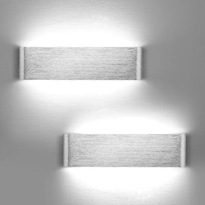 2 Pack Led Wall Lights 31cm Long Wall Lamp Indoor Aluminum Up Down Wall Lighting for Bedroom Living Room Silver Wall Scone for Morden Kitchen Dining Room Silver Wall Lights - Cold White