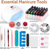 73 Pcs Gel Nail Polish Set with Lamp Starter Kit, Jelly/Glitter/Neon/Glow in the Dark 45 Colors,Nail Primer, Base,Matte & Top Coat 54W LED Auto Sensor Rhinestones Manicure Tools LA00