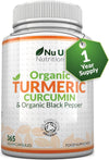 Organic Turmeric and Black Pepper Capsules 600mg - 365 Vegan Capsules 1 Year Supply - Soil Association Certified - High Strength Tumeric Curcumin Supplement - Made in The UK