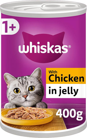 1+ Chicken in Jelly Pack of 12 x 400 g Cans, Adult Cat Wet Food