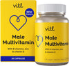 Male Multivitamin & Minerals Supplement - 30 Vegan Capsules - 20 Essential Nutrients Including B Vitamins, Zinc, Vitamin D & Plant Extracts - Support Overall Male Wellbeing - 1 Month Supply