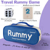 Mini Rummy Set,Travel Size Rummy Game with Durable Travel Canvas Bag, Classical Rummy Cube Game for Adult and Kids,106 Tiles, 4 Playing Rack, 1 Dice (2-4 Players)