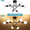 Modern Sputnik Chandelier Black, 6-Lights Semi Flush Mount Ceiling Light for Living Room Bedroom Dining Room Kitchen Office Foyer, E27 Base (6 Light - Black)