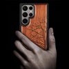 Wood Case for Galaxy S24 Ultra Case 2024 [Natural Wood & Black Soft TPU] Shockproof Protective Cover Unique Wooden Case Compatible with Samsung S24 Ultra (Eternal Tree-Red Wood)