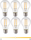 6 Pack E27 Dimmable LED Edison Bulbs, E27 LED Bulbs Large Edison Screw, 60W Incandescent Bulb Equivalent, 2700K Warm White, 6.5W, Flicker Free Energy Saving Bulbs for Chandelier Table Lamp