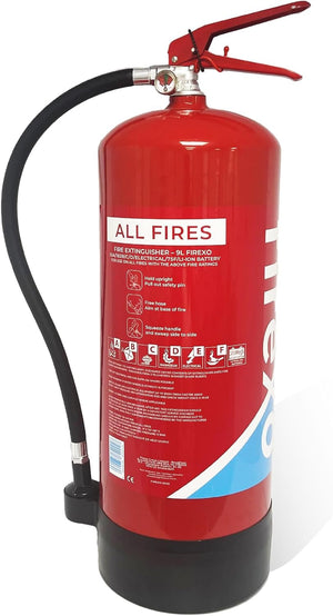 All in One Fire Extinguisher (9 Litre / 9 kg) - Multipurpose Extinguisher for ALL FIRES inc. Li-ion Battery Fires! - Safety & Emergency Equipment for Home, Kitchen, Fireplace, Grill, Caravan