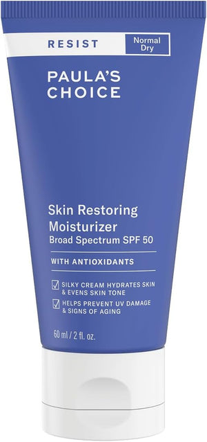 RESIST Anti Aging Skin Restoring Moisturiser SPF 50 - Hydrates Dry Skin - Protects from Sun Damage - Reduces Brown Spots - with Shea Butter & Niacinamide - Normal to Dry Skin - 60 ml