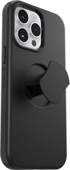 iPhone 14 Pro Max OtterGrip Symmetry Series Case - BLACK, built-in grip, sleek case, snaps to MagSafe, raised edges protect camera & screen