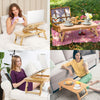 Bamboo Laptop Bed Table Laptop Tray Adjustable Laptop Table Laptop Desk Tray Table Portable Laptop Stand Foldable Bed Table Breakfast Tray with Drawer for Bed Sofa