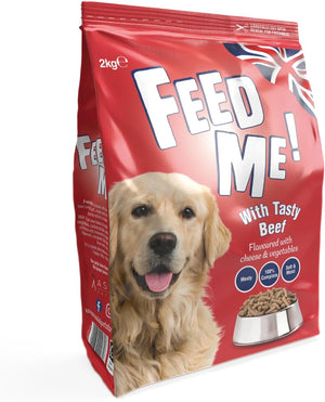 FEED ME! - Complete Dry Dog Food - Tasty Beef Cheese Vegetables - Soft, Moist & Meaty, 8kg