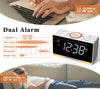 Alarm Clock Radio, 1.4" White LED Display Clock with Bluetooth, FM Radio, Dual Alarm, Sleep Timer, Snooze, Auto & Manual Dimmer, USB Charger and Night Light CKS718