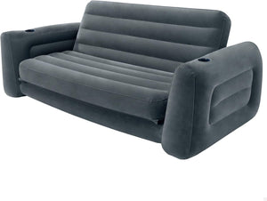 King Size Pull-Out Inflatable Camping Sofa Bed Sleep Away Futon Couch with 3 quick inflation and Deflation Valves, 203 x 231 x 66 cm, Charcoal Grey