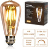 LED Edison Bulb, Vintage Light Bulb,4W E27 2700K ST64 LED Bulbs, Led Filament Bulbs, Antique Style Retro Amber Glass Screw Lamp 220V (2 Packs)