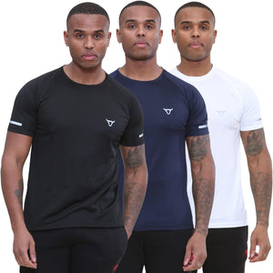 Pack of 3 Mens Workout Short Sleeve T-Shirts Athletic Fit Fast Drying Moisture Wicking Sports Style T-Shirts