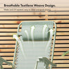 Zero Gravity Chairs Set of 2 - Reclining Sun Loungers for Garden - Textilene Folding Sunloungers with Detachable Headrest - Fold Away 2 Set Deck Chairs for Outdoor, Patio (Sage Green)