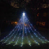 Christmas Lights Tree 350 LED Outdoor Christmas Decorations Waterfall Fairy Lights Waterproof Mains Powered with Topper Star 9 Strand String Light 8 Lighting Modes Fairy Lights (Pure White)