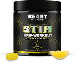 | Pre Workout Powder | Eddie Hall's STIM | 390g / 30 Servings | Lemon Sherbet