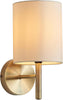 Tatum Decorative Contemporary Antique Brass E14 LED Compatible Wall Light with a Cream Fabric Drum Shade