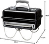 Go-Anywhere Charcoal Grill, 42 x 26cm Grill Area, Lightweight Portable BBQ Grill, Table Camping Grill with Porcelain-Enamelled Bowl & Lid, Folding Legs - Black (1131004)