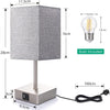 Bedside Lamps Set of 2, 3 Way Dimmable Table Lamp with USB A+C Charging Ports, Touch Lamps for Bedroom, Living Room, Grey (LED Bulbs Included)