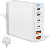 USB C Charger, Total 165W GaN Fast Charger Plug 6 Port USB C Charging Station 65W/45W/25W/20W/18W Compatible with MacBook Pro/Air,HP Laptop,iPad,iPhone 12/13/14/15, Samsung S23/22/21