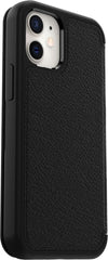 Strada Case for iPhone 12 mini, Shockproof, Drop proof, Premium Leather Protective Folio with Two Card Holders, 3x Tested to Military Standard, Black