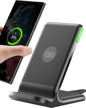 Wireless Charger Stand, 15W Qi Fast Charging Dock Phone Charger, Adaptive LED Wireless Charging Station for iPhone 16 15 14 13 12 11 9 8 XR, Samsung S22 S21 S10 S9, LG V40 G8, Pixel 8 7 6 etc.