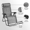 Zero Gravity Chairs Set of 2 - Grey Reclining Sun Loungers for Garden - Textilene Folding Sunloungers with Detachable Head Pillow - Fold Away 2 Set Deck Chairs for Outdoor, Patio & Decking