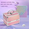 Makeup Case 4 Trays Cosmetic Box Lockable Beauty Vanity Organiser Holder Box for Gifts (Pink)