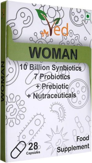 Woman Complex Probiotics and Prebiotics Complex - 10 Billion CFU - 20 Live Bacterial Cultures - 28 Probiotic Complex Capsules for Woman - Lactobacillus crispatus 28 days Supply.