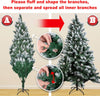 5ft Artificial Christmas Tree with Pine Cones, Snow Flocked Xmas Tree With Metal Solid Stand for Holiday Home Indoor Decoration, Green/White