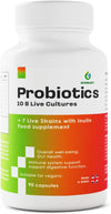 Premium Probiotics 10B - Vegan Probiotics for Gut Health - 10 Billion Live Cultures, 7 Strain Bio Cultures Complex with Inulin, Acidophilus, Bloating Relief, Digestive Health Support