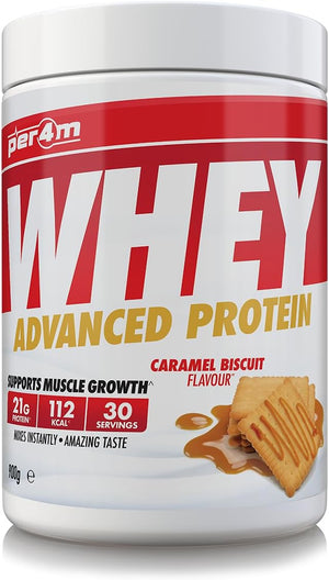 Protein Whey Powder | 30 Servings of High Protein Shake with Amino Acids | for Optimal Nutrition When Training | Low Sugar Gym Supplements (Caramel Biscuit, 900g)