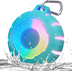 Waterproof Bluetooth Speaker, Shower Speaker with HD Sound, LED Light, Floating, Lightweight Portable Speakers for Travel, Pool, Beach, Kayak, Gifts for Girl, Teen