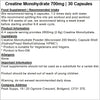 Creatine Monohydrate 700mg Capsules - Preworkout (30 Capsules)