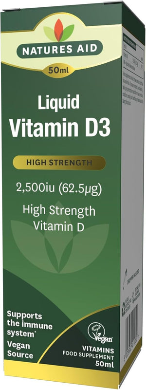 Vegan Vitamin D3/Cholecalciferol Liquid, 2500iu, Dropper Included, 50 ml (Pack of 1)