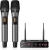 Wireless Microphones, UHF Cordless Dual Handheld Dynamic Karaoke Singing Mic System with Receiver for Karaoke, Wedding, DJ, Party, Speech, Church, Class, Outdoor Events TW350 Grey